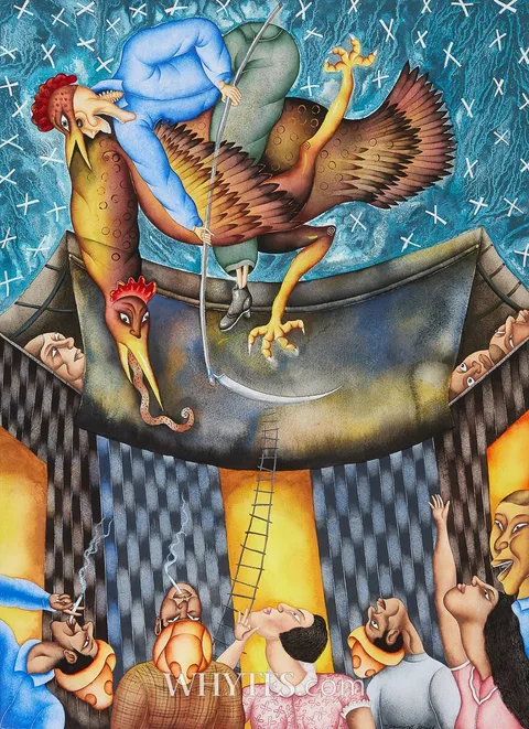 Maximino Javier, VISITOR, gouache