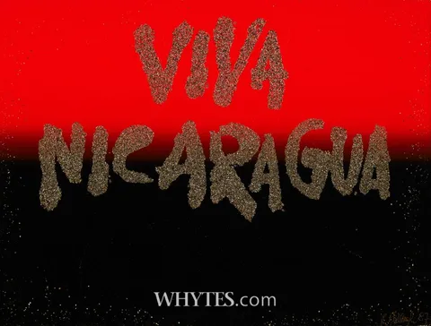 VIVA NICARAGUA by Robert Ballagh, 1987, computer generated print with collage; (unique), offered Oct 2025