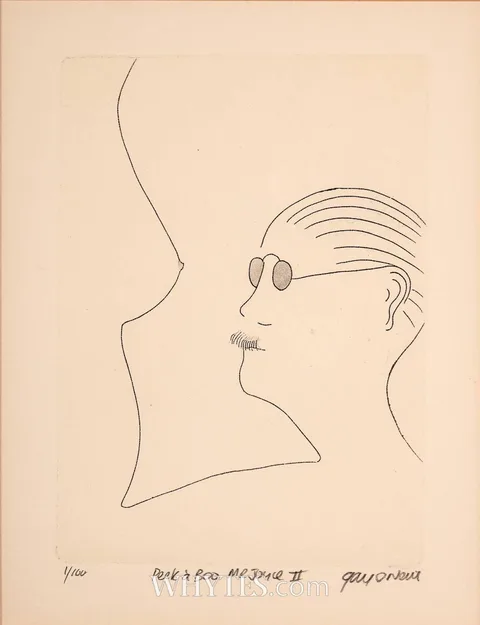 Gay O'Neill, PEEK A BOO/ MR JOYCE II, etching; (no. 1 from an edition of 100)