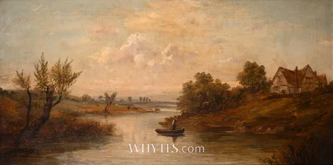 William McEvoy, COUNTRYSIDE SCENE WITH GRAZING CATTLE AND COTTAGE, oil on canvas
