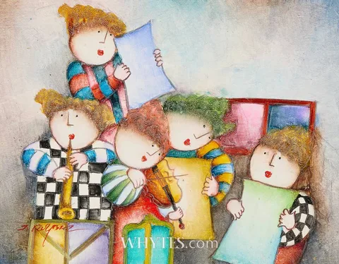 Joyce Roybal, MUSICIANS AND SINGERS, acrylic on canvas