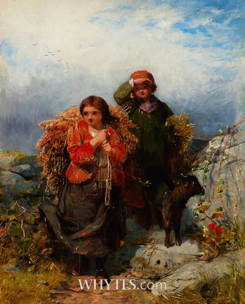 James John Hill, GALWAY PEASANTS, oil on panel
