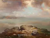 George Russell, COASTAL LANDSCAPE WITH TWO FIGURES ON A HEADLAND