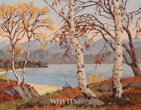 Mabel Young, TREES BY A LAKE, COUNTY WICKLOW, oil on board