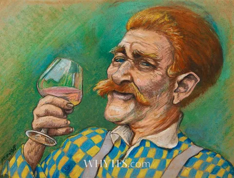 Harry Kernoff, MAN DRINKING BRANDY, pastel