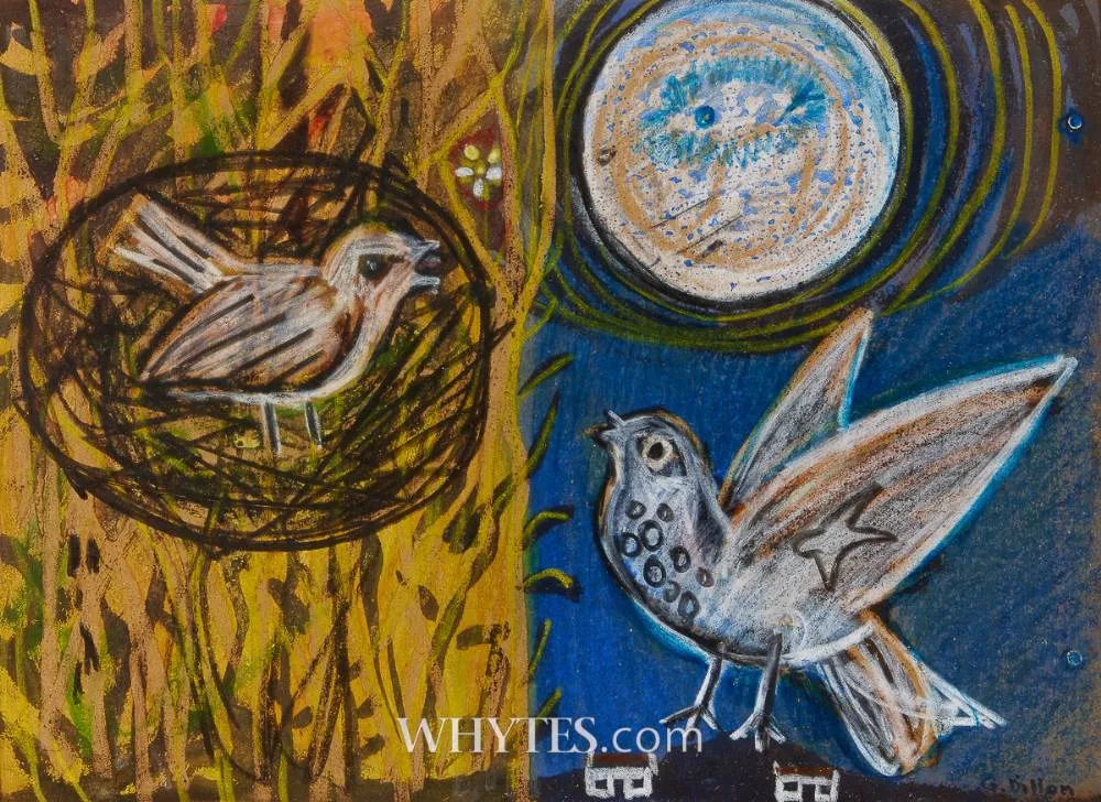 Gerard Dillon, MOON BIRDS, pastel and gouache