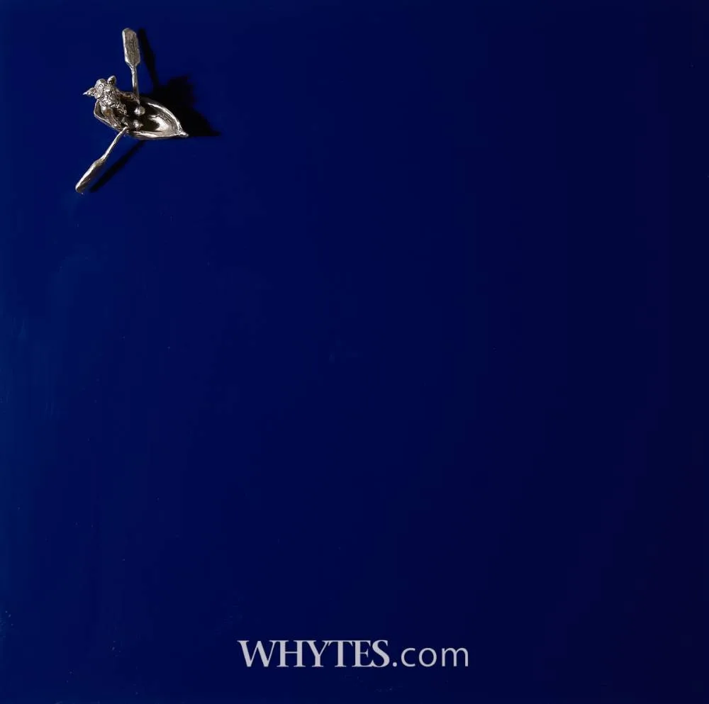 AT SEA by Patrick O'Reilly, 2023, chromed bronze on blue Perspex; (unique from a series), sold Sep 2025