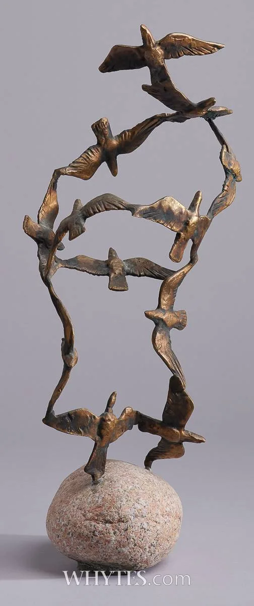 John Behan, DOVES, bronze on granite base
