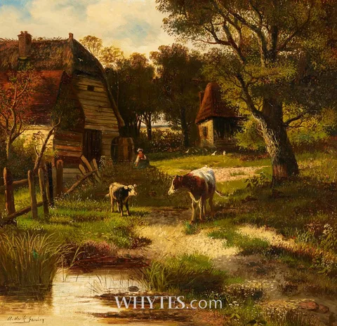 Abraham Hulk Senior, CATTLE IN A FARMYARD SCENE, oil on canvas
