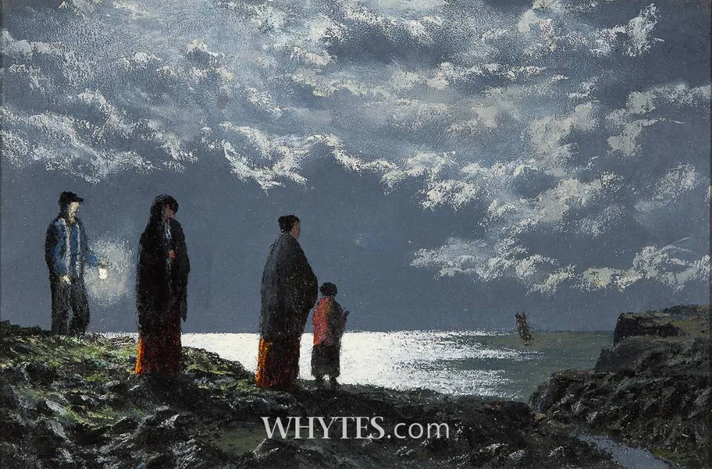 GOING DOWN TO MEET THE BOAT by Ciaran Clear, oil on canvas, sold Sep 2025