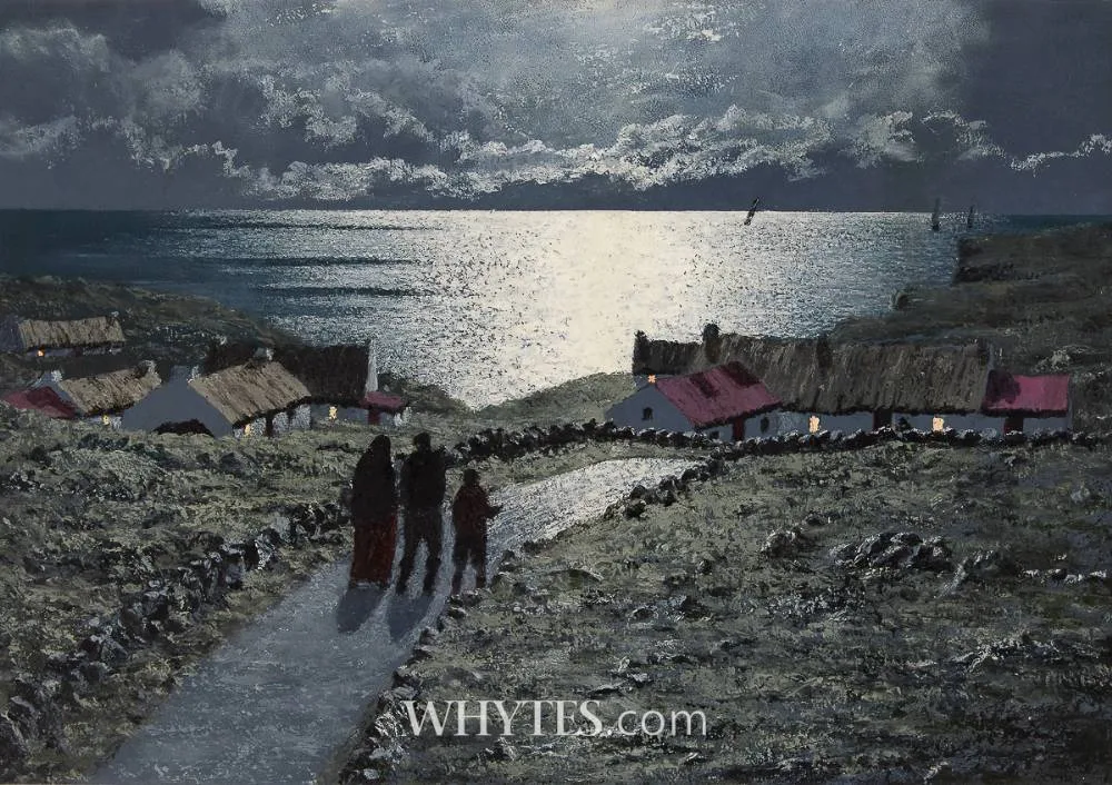 MOONLIGHT, ATLANTIC COAST by Ciaran Clear, oil on board, sold Sep 2025