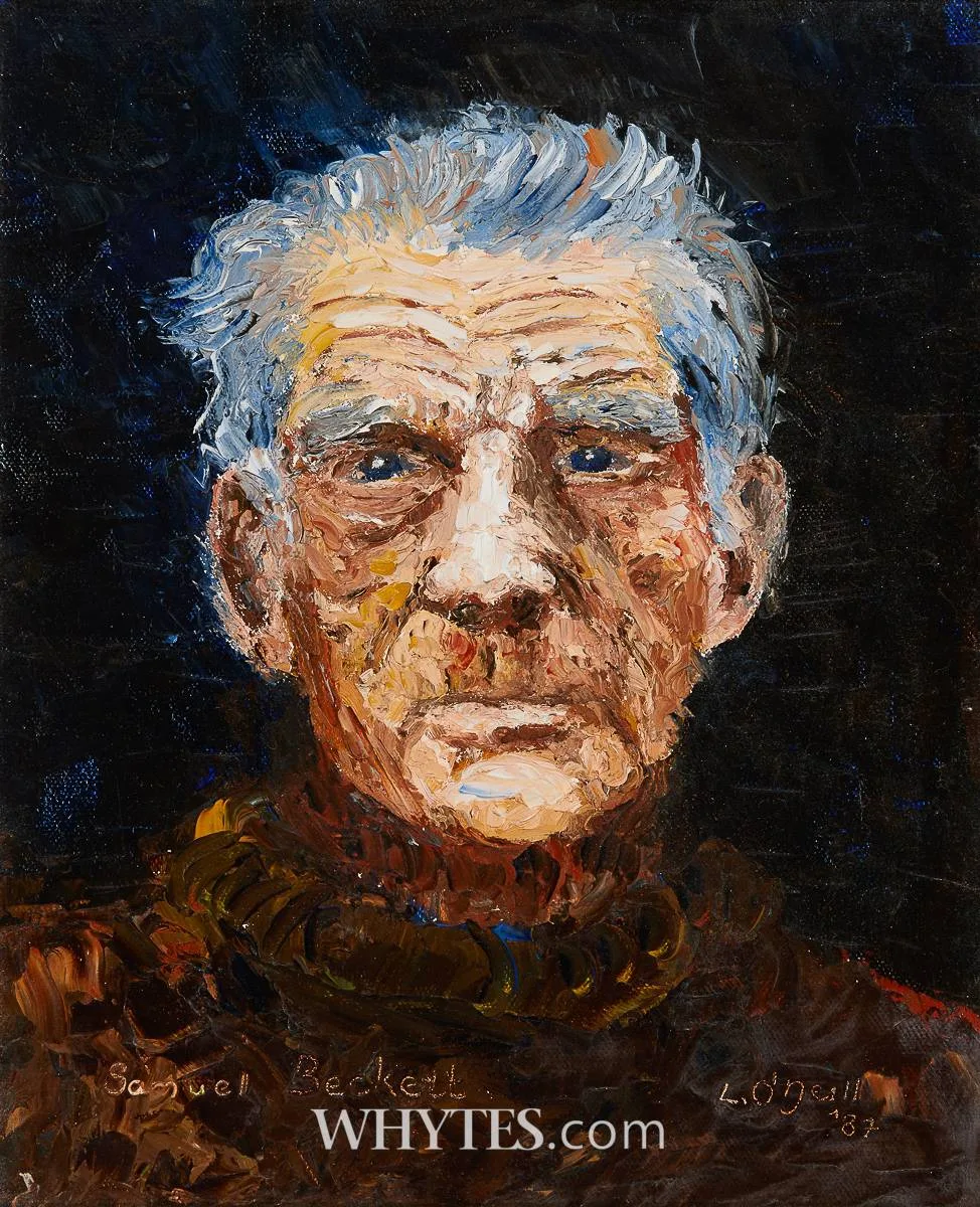 SAMUEL BECKETT by Liam O'Neill, 1987, oil on canvas, sold Sep 2025