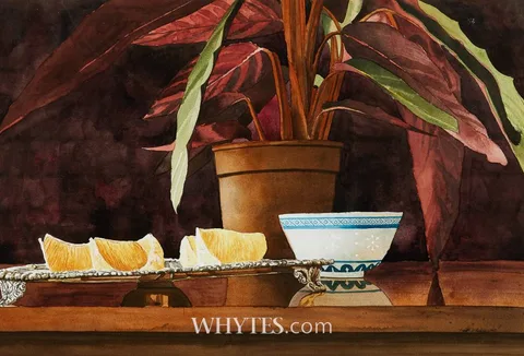 Martin Gale, STILL LIFE WITH BOWL AND ORANGES, 1992, watercolour