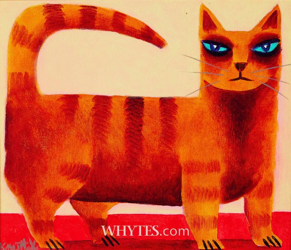 ORANGE CAT by Graham Knuttel, oil on canvas, sold Sep 2025