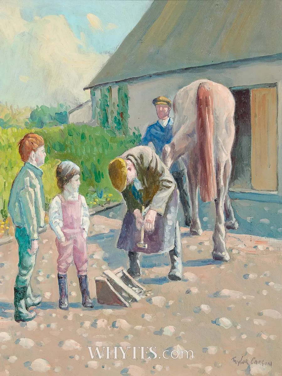 THE BLACKSMITH by Robert Taylor Carson, 1986, oil on canvas, offered Jun 2025