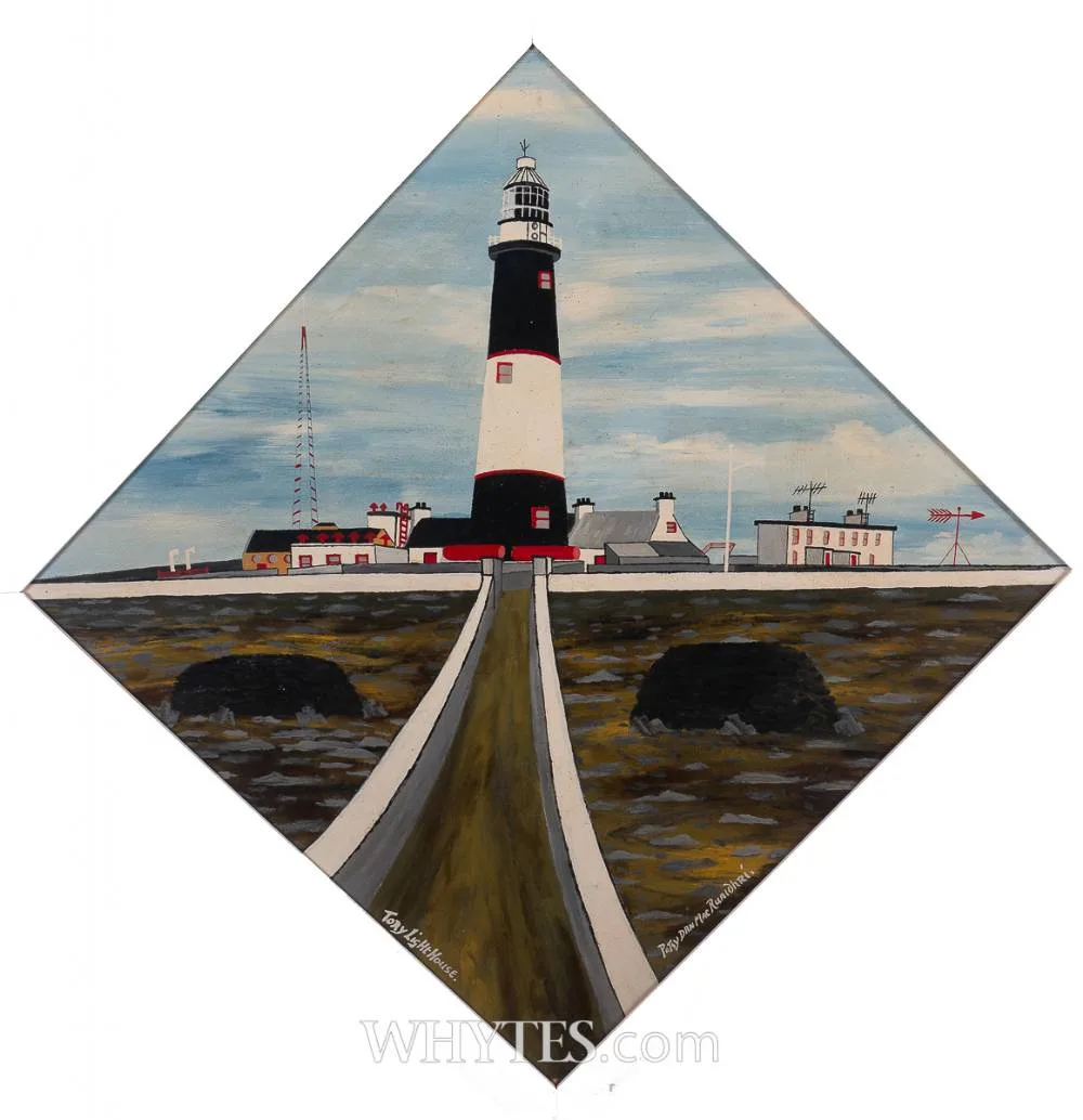 TORY LIGHTHOUSE, COUNTY DONEGAL by Patsy Dan Rodgers, oil on board, sold Jun 2025