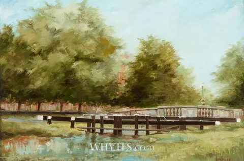 Leo Earley, HUBAND BRIDGE, GRAND CANAL, DUBLIN, oil on canvas board