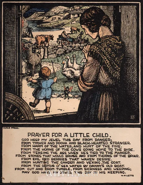 PRAYER FOR A LITTLE CHILD by Lady Beatrice Glenavy, handcoloured Cuala Press print, sold Jun 2025