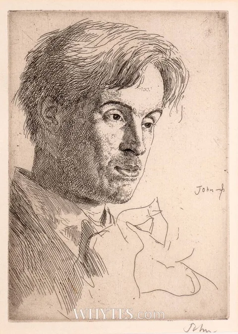 Augustus John, WILLIAM BUTLER YEATS, c.1910, etching; first plate (C. Dodgson No. 24); (no. 43 from an edition of 50)