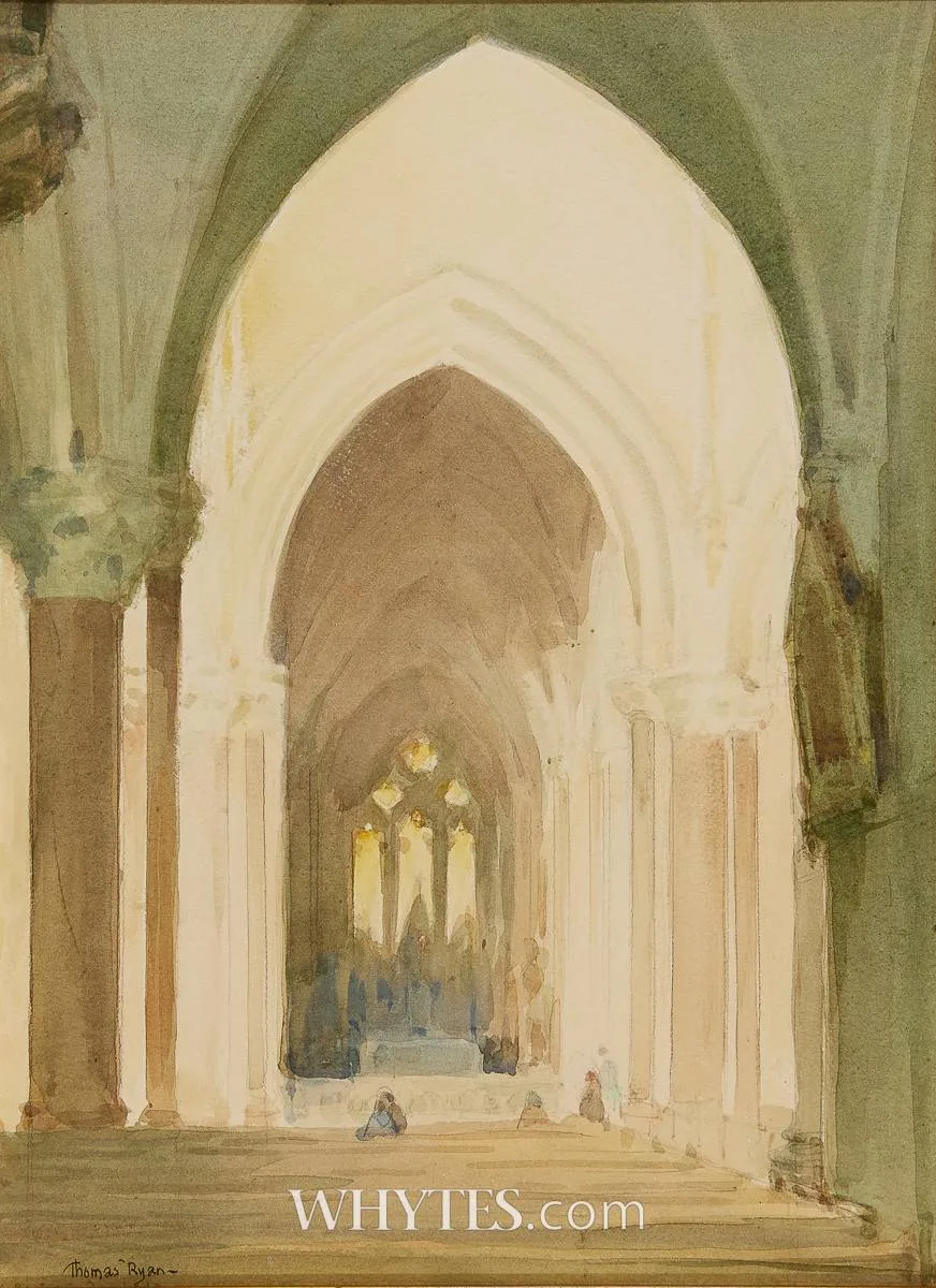 ST. PETER'S, DROGHEDA by Thomas Ryan, watercolour and pencil, sold Jun 2025