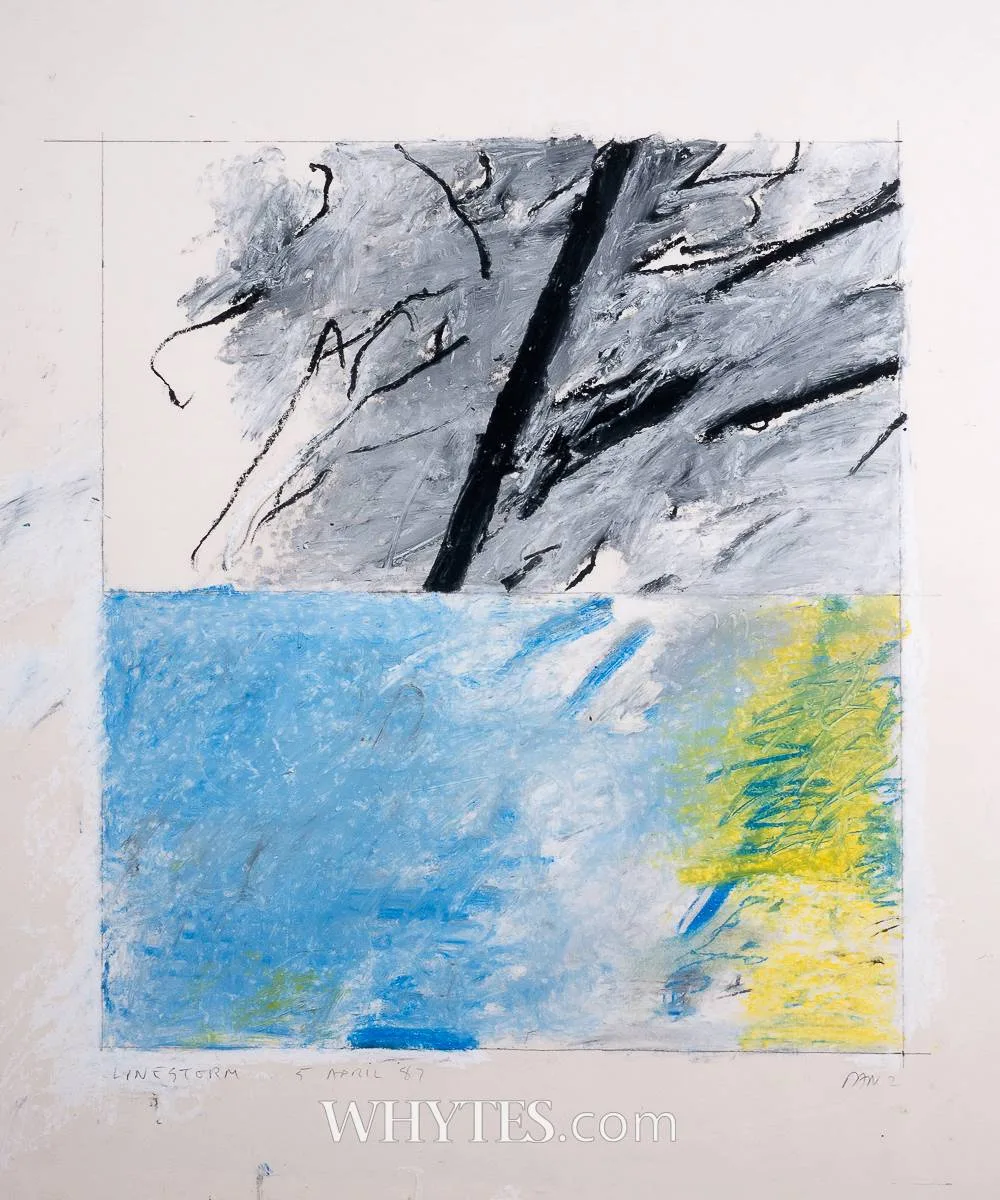 LINESTORM by Robert Janz, 1987, oil stick on paper, offered Jun 2025