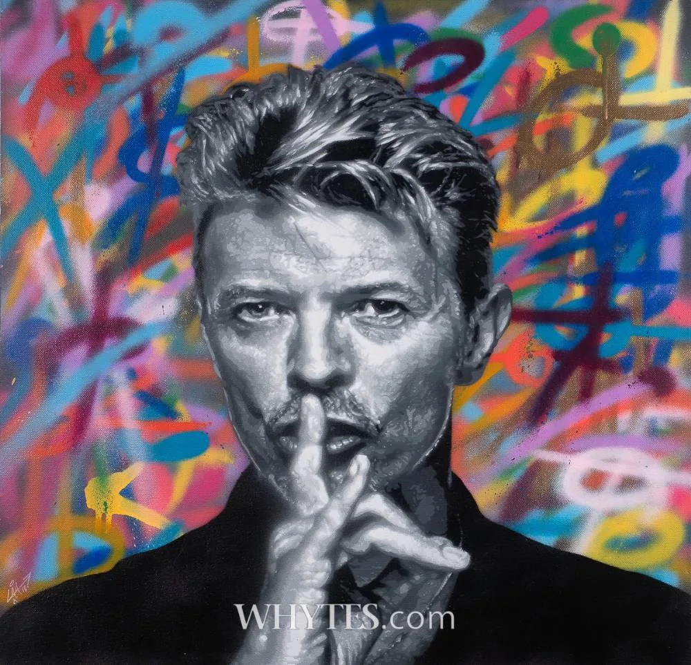 La Hart, DAVID BOWIE, 2018, spraypaint and stencil on canvas; (unframed)