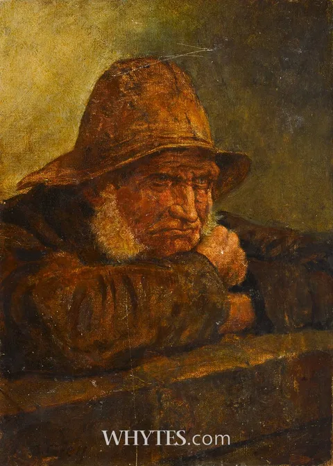 Alfred Grey, FISHERMAN, oil on canvas; (unframed)