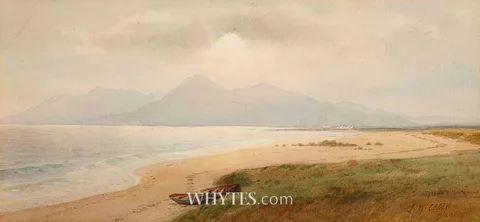TYRELLA AND MOUNTAINS OF MOURNE by Joseph William Carey, 1929, watercolour, offered Jun 2025