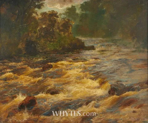 John Johnston Inglis, RAPIDS ON THE WYE, SOUTH WALES, oil on canvas