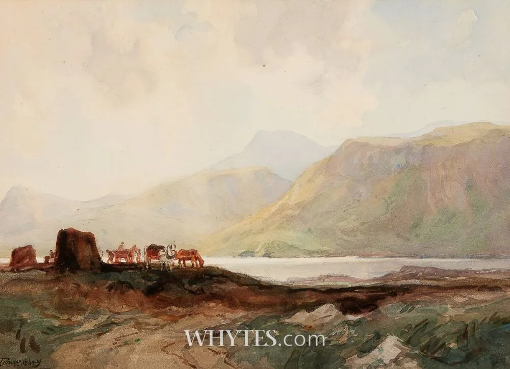 THE TURF MEN by Frank McKelvey, watercolour, offered Jun 2025
