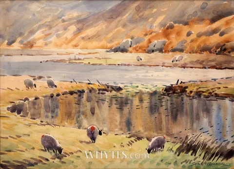 Seán O'Connor, SHEEP GRAZING, LAKES OF KILLARNEY, watercolour
