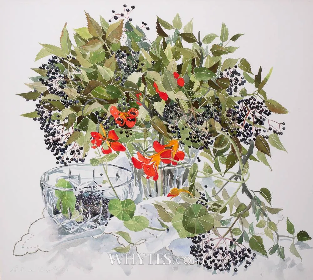 ELDERBERRIES by Pauline Doyle, 2001, watercolour, sold Jun 2025