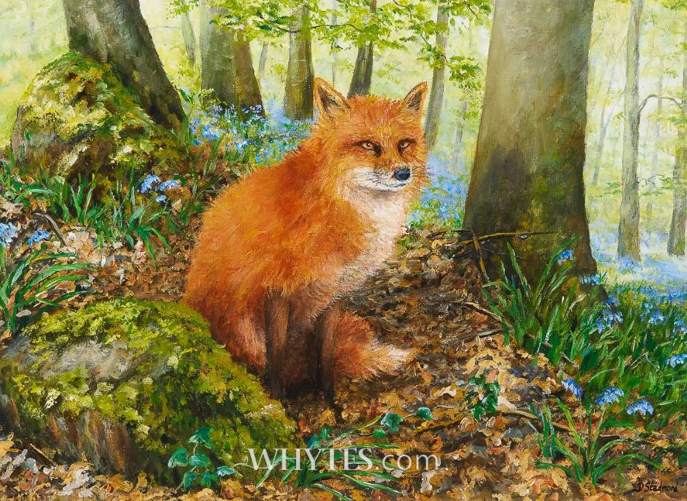 FOX IN THE MEADOW by Deborah Stedmond, acrylic on canvas board, sold Jun 2025