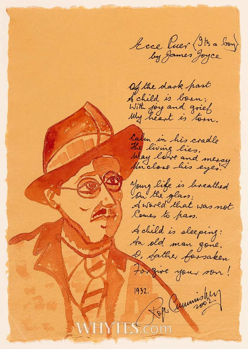 Roger Cummiskey, POEM OF JAMES JOYCE, ECCE PUER, 2002, watercolour and ink