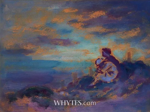 George Russell, LANDSCAPE WITH TWO FIGURES, pastel