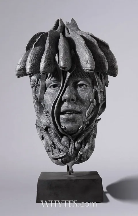 Rory Breslin, THE JUNE MARINE MASK, bronze and stainless steel; (no. 1 from an edition of 3)