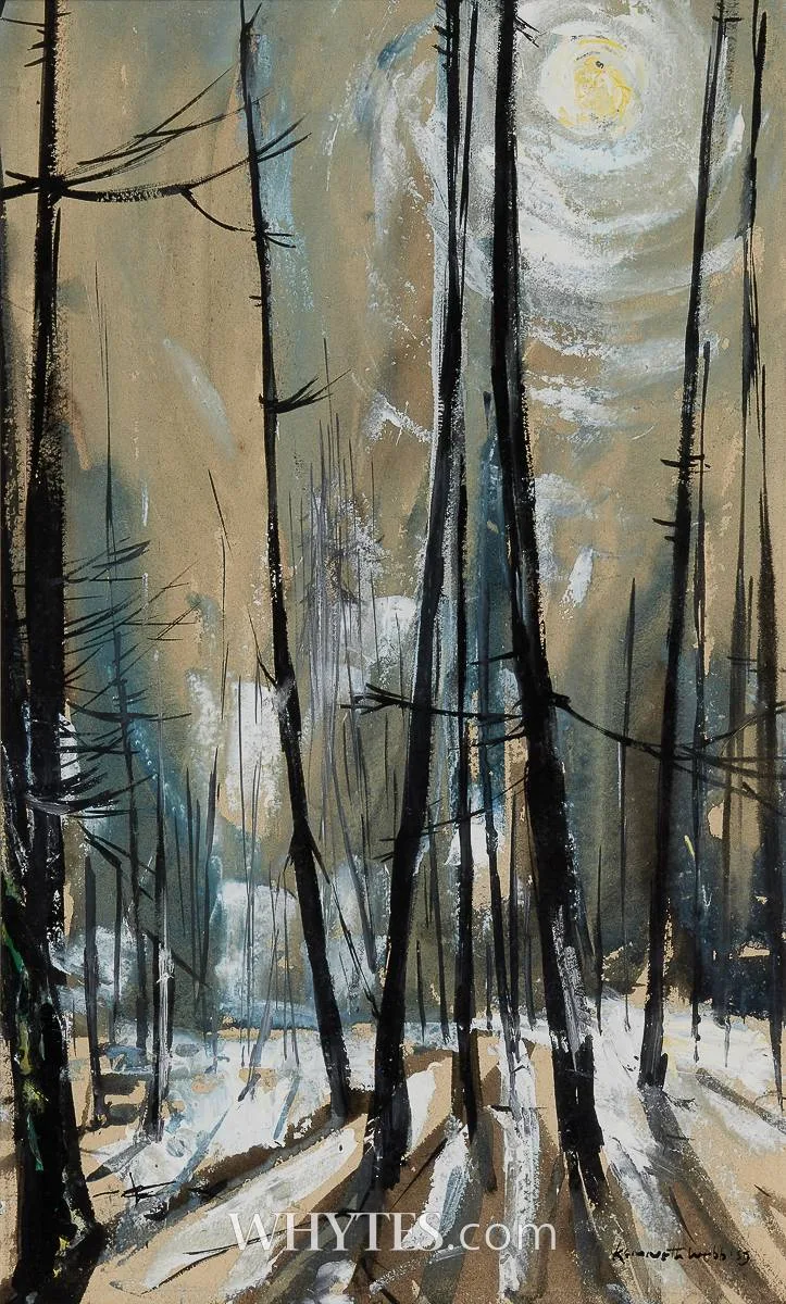 SNOW SCENE by Kenneth Webb, gouache, sold May 2025
