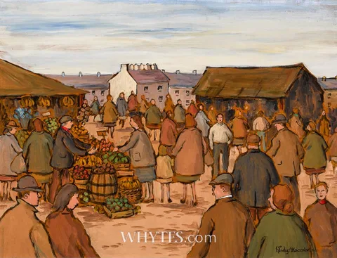 Gladys Maccabe, FRUIT STALL, oil on board