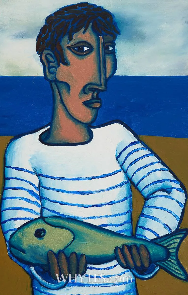 GOOD CATCH by Henry Ward, 1995, oil on canvas; (unframed), sold Mar 2025