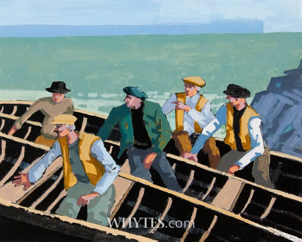 ON THE MOVE by John Skelton, acrylic on paper, sold Mar 2025