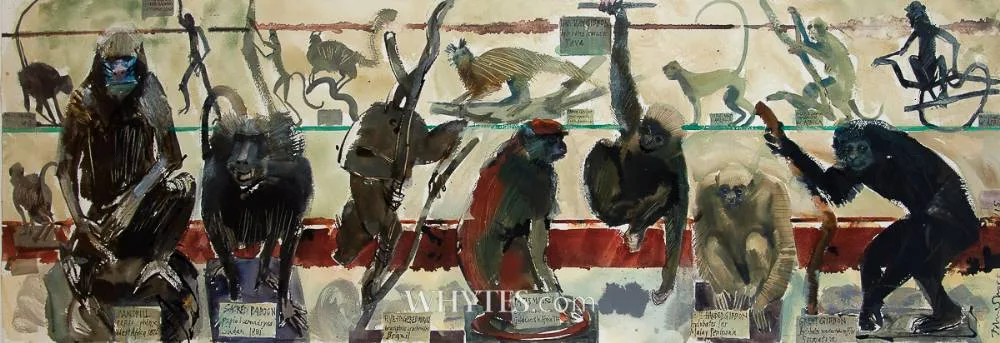 GIBBONS by John Short, 2015, watercolour, offered Mar 2025