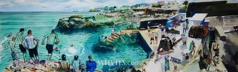 John Short, FORTY-FOOT SCENE, SANDYCOVE, COUNTY DUBLIN, 2008, lithograph; (no. 29 from an edition of 150)