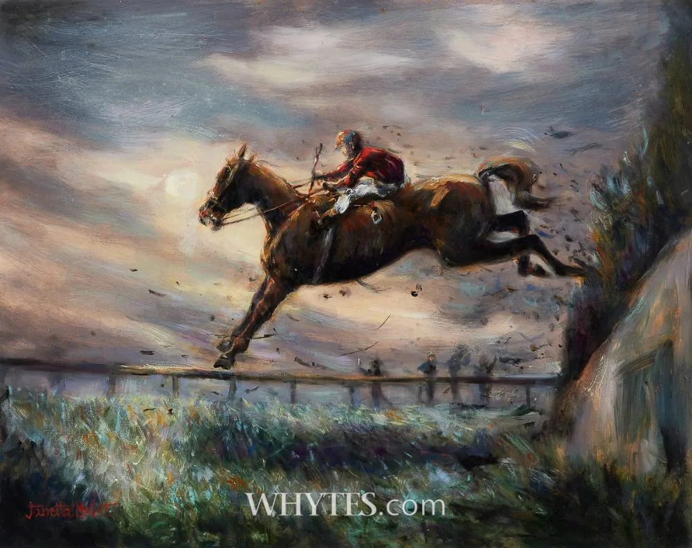 LAST STIRRUP by Janetta Mellet, oil on board, offered Mar 2025