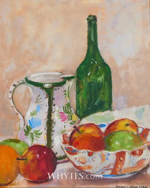 Denis Orme Shaw, STILL LIFE WITH JUG AND APPLE, 1996, gouache