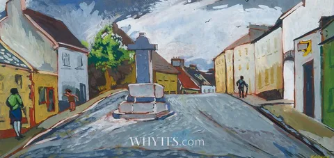 Kitty Wilmer O'Brien, THE CROSS AT CONG, COUNTY GALWAY, 1969, red chalk, watercolour and bodycolour on card