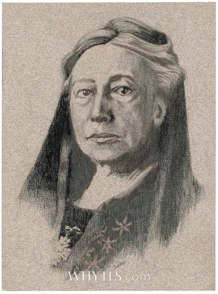 Gerald Kelly, PORTRAIT OF LADY AUGUSTA GREGORY, charcoal and pencil on board; (unframed)