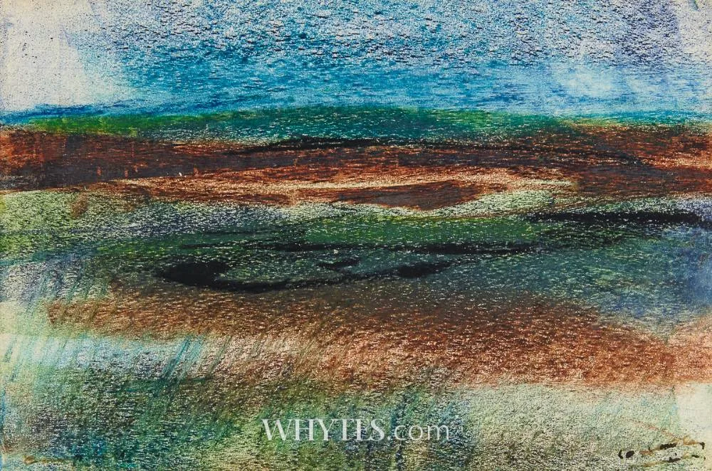 LANDSCAPE by George Campbell, crayon, sold Mar 2025