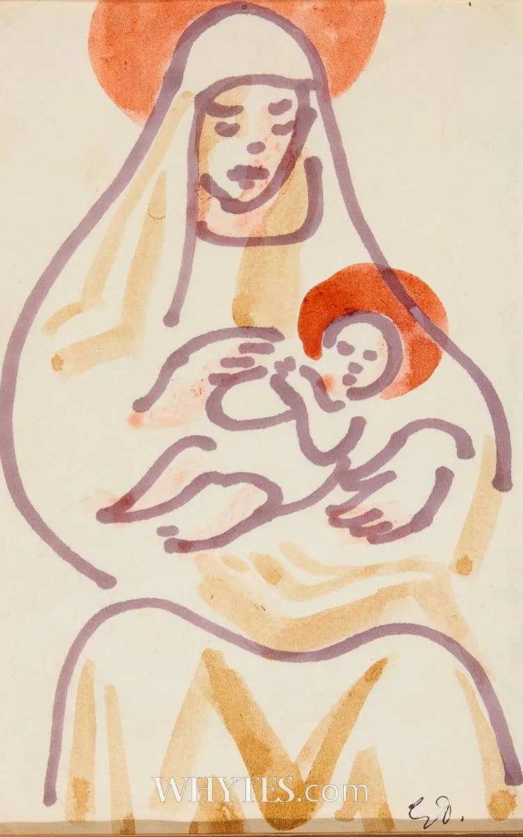 NATIVITY by Gerard Dillon, watercolour, sold Mar 2025