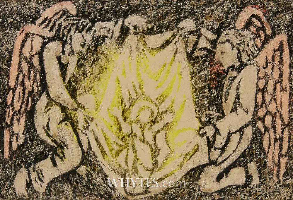 NATIVITY by Gerard Dillon, crayon, sold Mar 2025