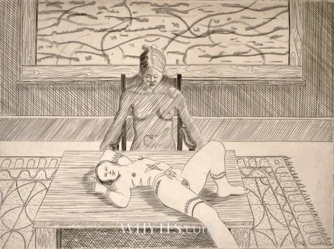 Stephen McKenna, UNTITLED [TWO FIGURES], etching; (artist's proof); (unframed)